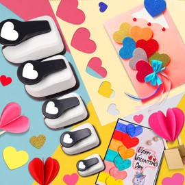 Heart Hole Puncher for Crafts, Heart Paper Cutter, Hearts Paper Punch, Hearts Shaped Puncher, Craft Punches for Card Making, 3/8 in, 5/8 in, 1 in, 1.5 in, 2 inch Scrapbooking Punch - 5 Pcs