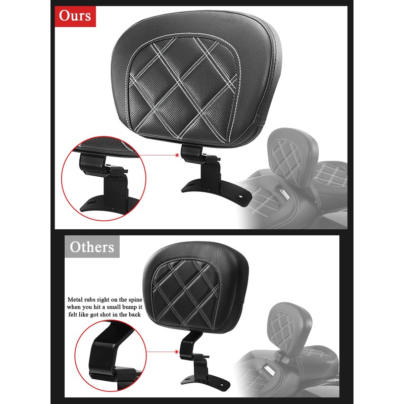 FOVPLUE Rider Backrest,Adjustable Driver Backrest Pad Kit fits for Harley