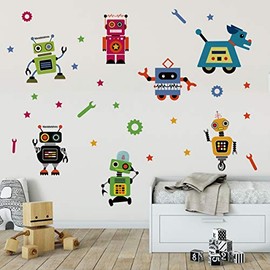 Runtoo Robots - Calcomanías de pared educativas para el aula y el recámara de los niños