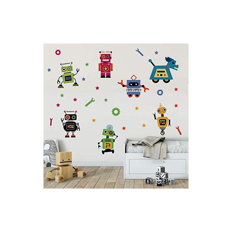 Runtoo Robots - Calcomanías de pared educativas para el aula