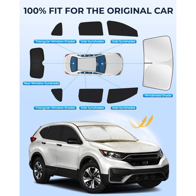 for Honda CRV 2017-2022 Car Window Shades, 8pcs Privacy Sun