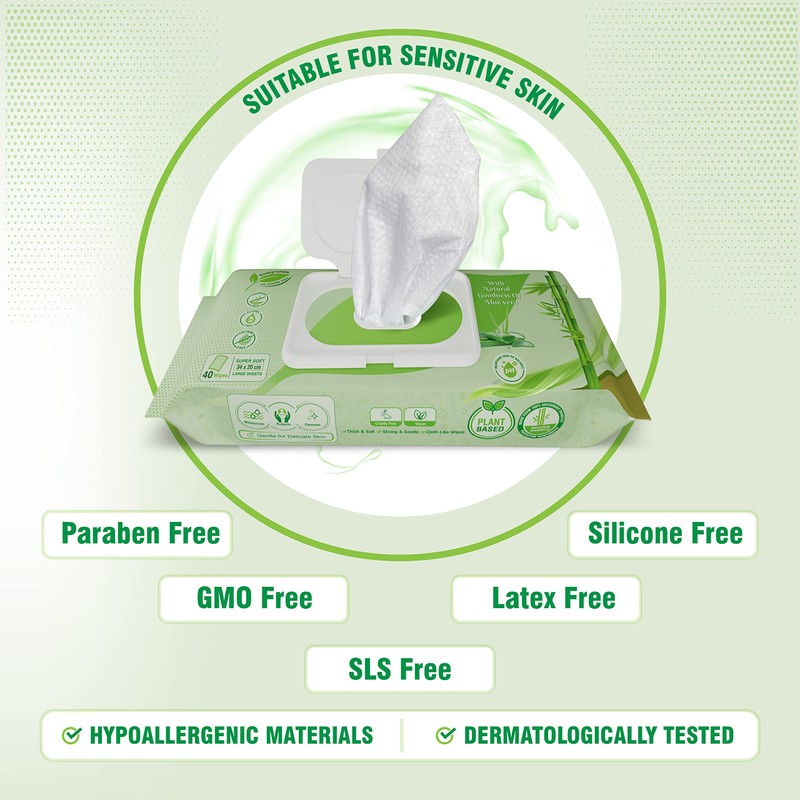 Comfy Life Biodegradable Adult Full Body Wet Wipes Large Luxury