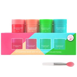 GWAWG Lip Sleeping Mask, 4 PCS Lip Balm Set Mini Day and Night Repair Lip Balm for Chapped Cracked Dry Lips Nourishing & Hydrating Lip Mask for Women Men (Choco Berry Grape Apple)