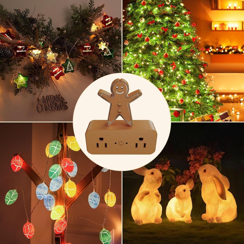 Remote Control Outlet for Christmas Tree Lights, Gingerbread Man Wireless