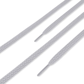 Swissly 1 pair of flat shoelaces for trainers and sports shoes – very tear-resistant – approx. 7.0 mm wide made of 100% polyester, colour: light grey, length: 90 cm
