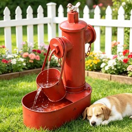Metal Solar Powered Water Fountain with Backup Battery,Outdoor Fountains