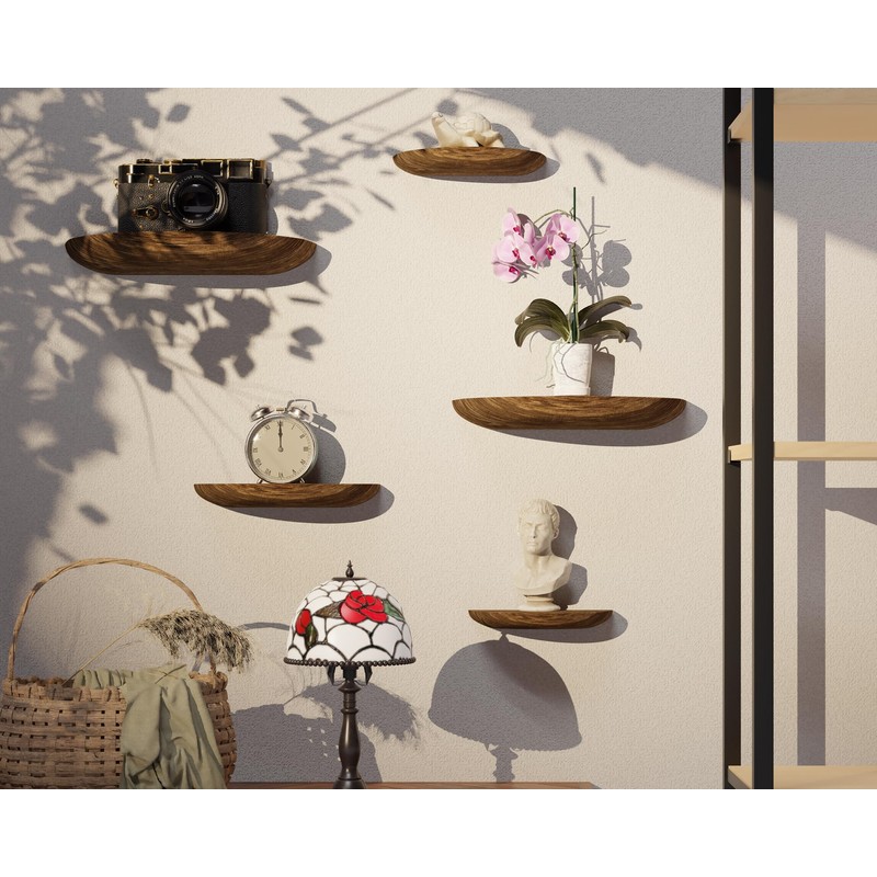 QsQueen Solid Wood Half Round Floating Wall Shelves | Elegant