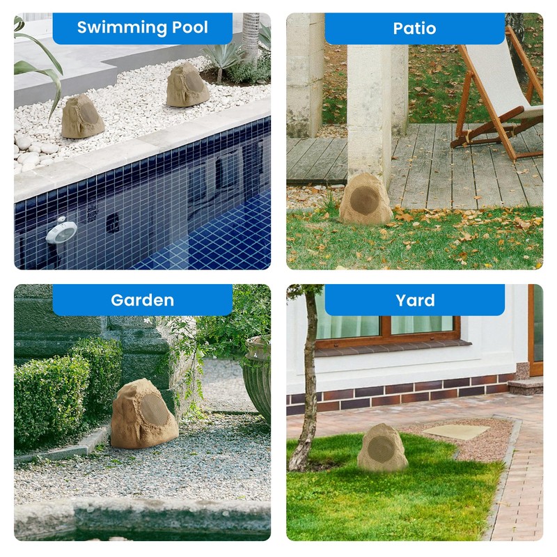 Theater Solutions 2R4S Outdoor Sandstone Rock 2 Speaker Set for