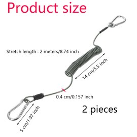 WADY Cordones de Pesca de Alta, 2 Piezas Resistencia Cordón Enrollado de Alambre de Acero para Kayak Herramientas de Pesca de Seguridad Retráctiles Cuerdas Correa Varilla, Elástico Espiral Llavero