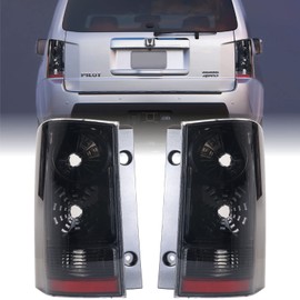 USR 09-15 Honda Pilot Tail Lights - JDM Style Black/Chrome Housing Light Shade of Smoke Lens Rear Tail Lamps Set (Left + Right) Compatible with 2009-2015 Honda Pilot SUV