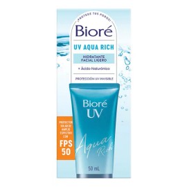 Bioré Aqua Rich Crema Facial Ácido Hialurónico Spf50 Piel Mixta 50ml