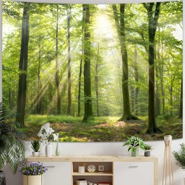 Lunerfex Tyndall Effect Forest Tapestry, Nature Tapestry Sunlight Streaming Through Trees Tapestry Wall Hanging for Bedroom and Living Room Decor Nature Tree 36×48 Inches