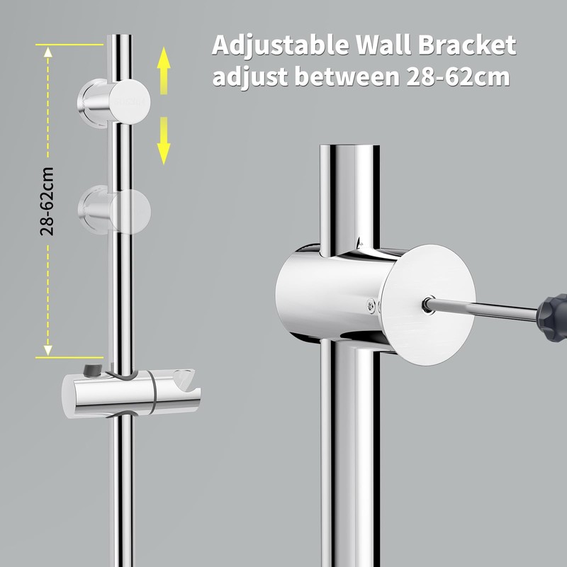 SAMODRA Shower Riser Rail with Adjustable Shower Head Holder,66 cm