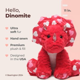 Bearington Collection Red Dinosaur Plush Stuffed Animal for Girls 11 in Valentine's Day Gift