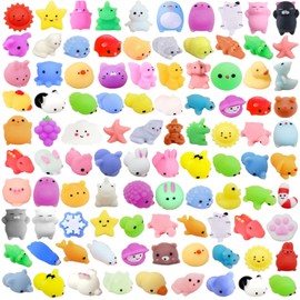 100Pcs Mochi Squishy Toy Individually Wrapped Squishy Toys for Kids Party Favors, Kawaii Squishies Animals Stress Relief Toy for Boys Girls Birthday Gift, Classroom Prizes, Christmas Goodie Bag