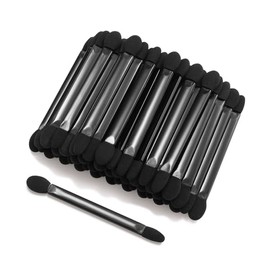 50 PCS Professional Disposable Dual Side Sponge Eyeshadow Brush, Double Head Eye shadow Brushes Makeup Applicator Cosmetic Tools(Length: 9.5 cm, Flat Handle, Black)