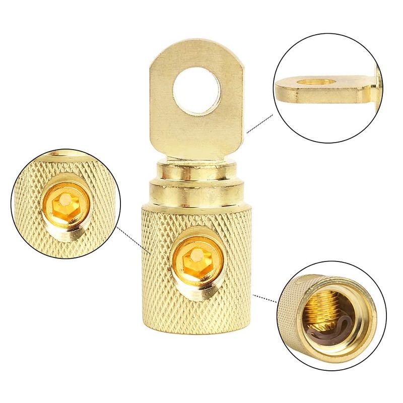 2Pcs 0 Gauge Brass with Gold Plated Ring Set Screw