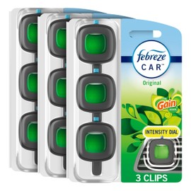 Febreze Car Air Freshener, Odor-Fighting Car Vent Clip, Gain Original, 3 Count, Pack of 3