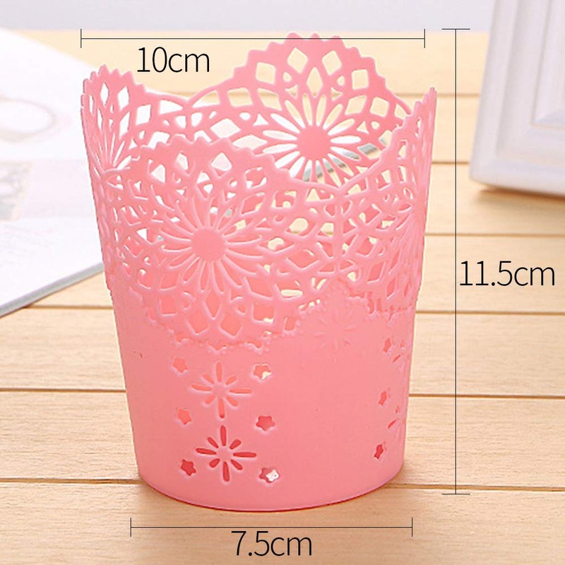 Plastic Flower Vase Pot Pen Makeup Brush Holder Desk Storage