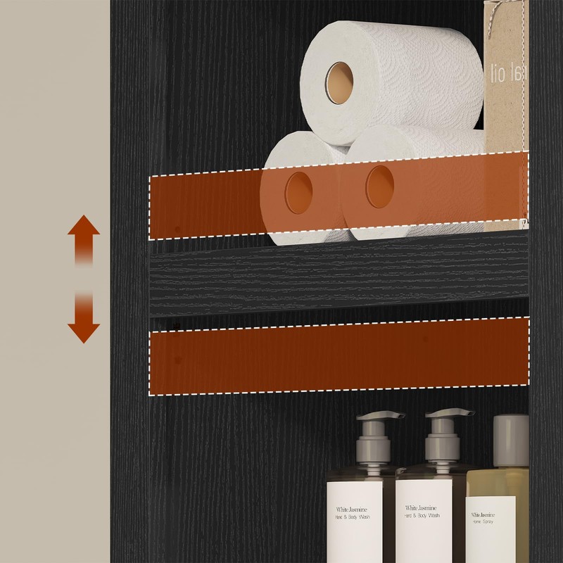 UPOSOJA 72" Tall Arched Narrow Bathroom Storage Cabinet with Lights,