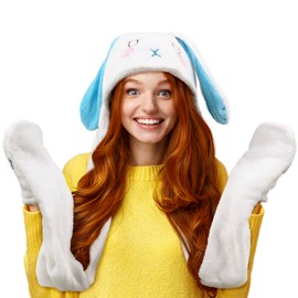 Winter Hoodie Hat Scarf Gloves Set, 3 in 1 Warm Plush Coral Fleece Animal Hats, Cute Ear Beanie Caps, Stylish Thick Slouchy Soft Snow Hat for Women Girl Skiing, colourful