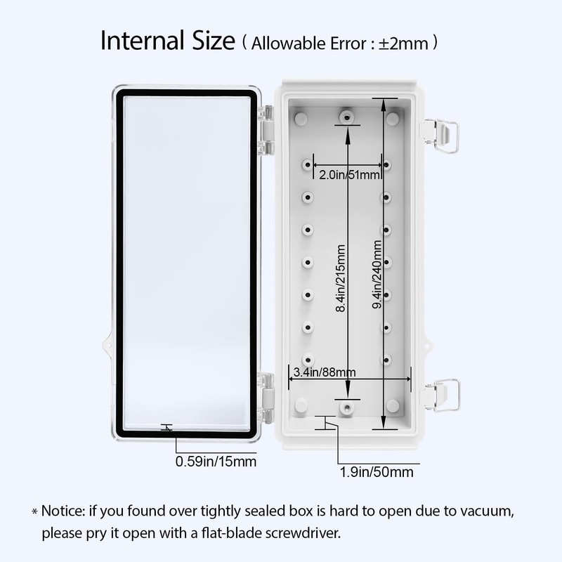 LeMotech Electrical Box, IP67 Waterproof Hinged Clear Cover Stainless Steel