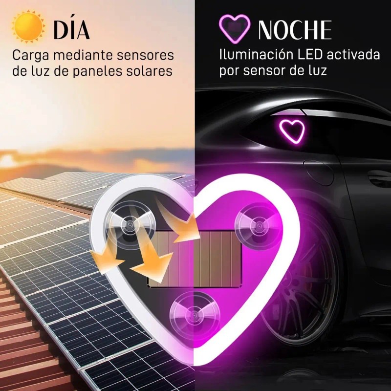 2pc Luz De Neón Con Forma De Corazón Led Inalámbrica