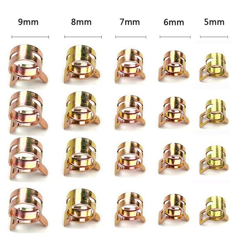 50PCS 5 Size Hose Clips Spring Hose Clamps Mini Fuel