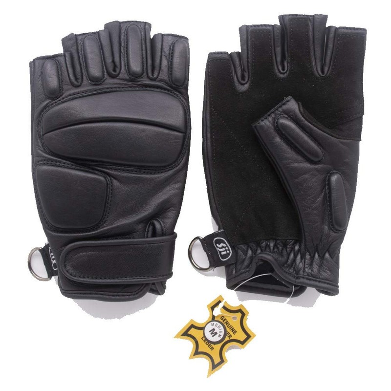 SJI Cycling & Gym Half Finger Leather Gloves, for Lifting,