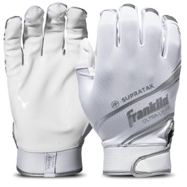 Franklin Sports Supratak Football Receiver Gloves - White/Chrome - Adult X-Large