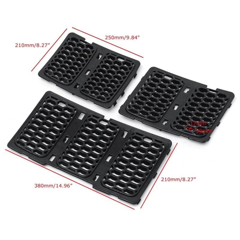 Savadi-Car 7PCS Black Front Grille Inserts Trim Mesh Kit For