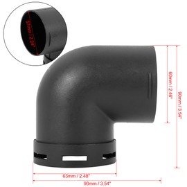 X AUTOHAUX 60mm Car Heater Warm Air Ducting Pipe Elbow Outlet Connector Black