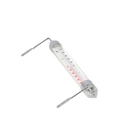 Lantelme Wiener Window Thermometer, Glass, Chrome-Plated Metal, Long 20 cm x 2.2 cm, Analogue Temperature Display, + 50 °C, Thermometer for Attaching Outdoors to Window Frame, Window (Metal 1)