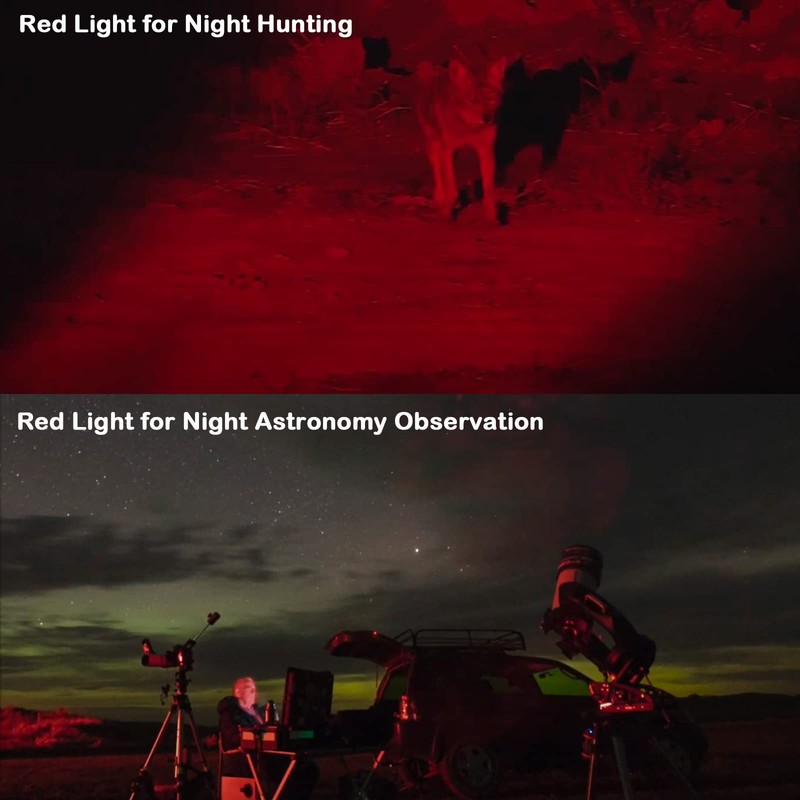 Souyos Upgraded Red Flashlight Powerful White & Red Light, Zoom