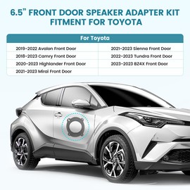 NuIth 6.5 Inch Front Door Speaker Bracket Adapter W/Wiring Harness for 2018-2023 Toyota Camry/Avalon/Highlander/Sienna Speaker Spacer Ring