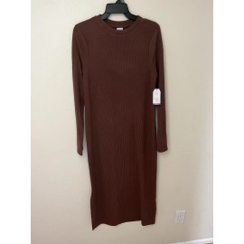Time And Tru Women’s Time and Tru Ribbed Maternity Midi Dress Brown Size M (8-10)
