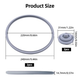 WYYFXY® 2 Stück Dichtungsring 22cm für WMF, Schnellkochtopf Dichtungsring Silikon mit Kochsignaldichtung für WMF 6068559990 6068559997 Ersatzteil Dichtungsring