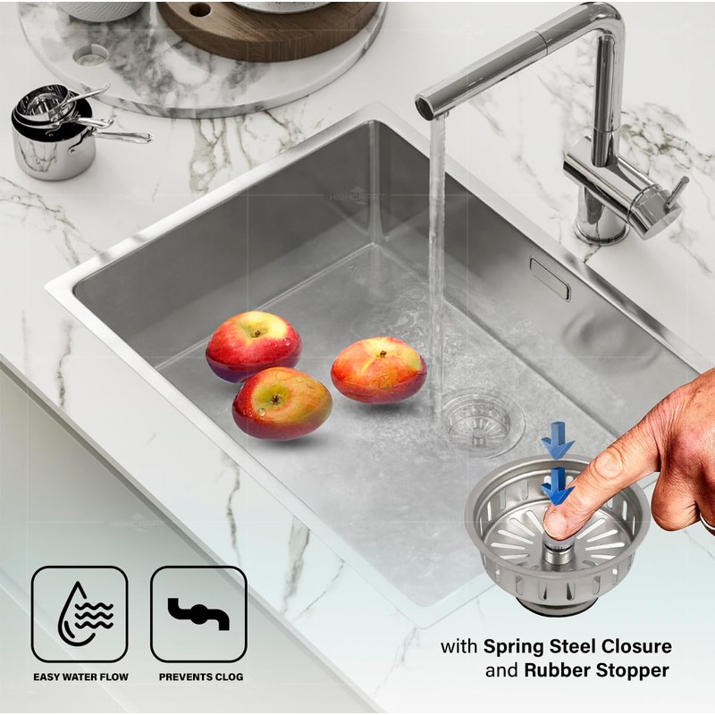 Highcraft 97353 Kitchen Sink Basket Strainer Replacement for Kohler Style