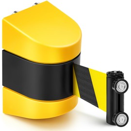 Barydat 16.4 ft Magnetic Retractable Wall Mount Barrier, Crowd Control Safety Belt with ABS Case for Grocery Retail Store Stadium(Black Yellow Rope,Yellow,1 Pc)