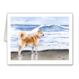 DJ Rogers Fine Art Akita at the Beach - Set of 10 Note Cards With Envelopes