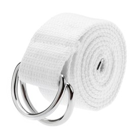Faletony Men's Women's Fabric Belt with Double D-Rings Buckle Canvas Denim Belt 113 cm + Original Gift Box, White