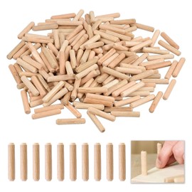 300 Pcs Wooden Dowel Pins, 6mm x 30mm Dowels, Fluted Wood Dowels for Furniture, M6 Wooden Hardwood Dowel Pins for Woodwork, Furniture Assembly, DIY Crafts, Strong Joint Construction, Carpentry Pins