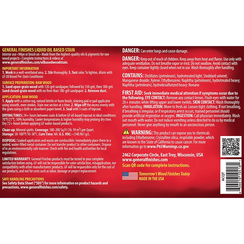 General Finishes Oil Based Penetrating Wood Stain, 1 Quart, Antique