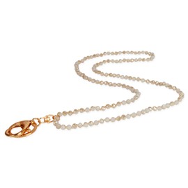 SPUNKYsoul Pretty Cute Colored Necklace Beaded Lanyard for id badge key keychain with Beads for Women and Teachers (Sea Shell Iridescent Glow/Creme)