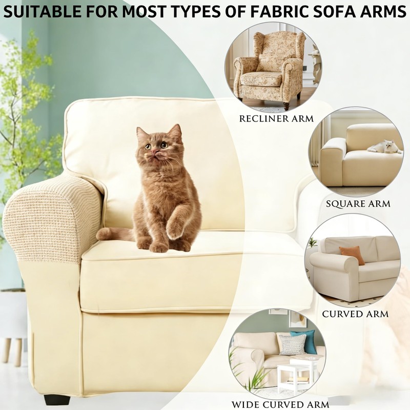 Yogsey Beige Chair Arm Covers - Spill & Scratch Proof