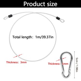 KtbeYTi 4 Pieces Stainless Steel Security Cable 1m x 3mm Wire Rope Security Cable Lock with Carabiner for Bicycles, Motorcycles, Garden Furniture