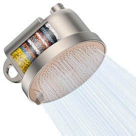 MakeFit Filtered Shower Head - 5 Settings High Pressure Rain Shower Head with Filter for Hard Water Softener - Easy Install & Replace - Bathroom Showerhead to Remove Chlorine & Heavy Metals
