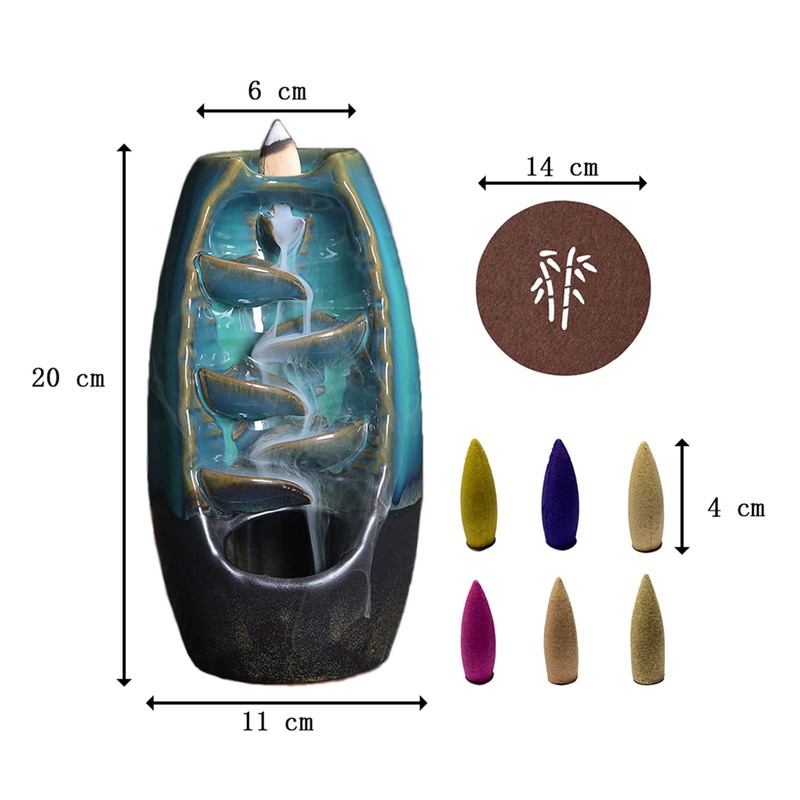 xunfu Backflow Incense Burner, Incense Waterfall Ceramic Incense Burner with