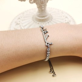 Oneress Mohammed Name Charm Bracelet for Women, Brass Chain Inlaid with AAA+ Cubic Zirconia & Stainless Steel Tag, Adjustable Slider Chain for Islamic Religious Occasions - YA4947, Brass