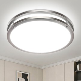 libtit 13-Inch Flush Mount Ceiling Lights, Dimmable 3000K-6500K Adjustable LED Ceiling Light, 24W Round Slim Light Fixture, Brushed Nickel for Kitchen, Bedroom, Bathroom, Hallway-1 Pack